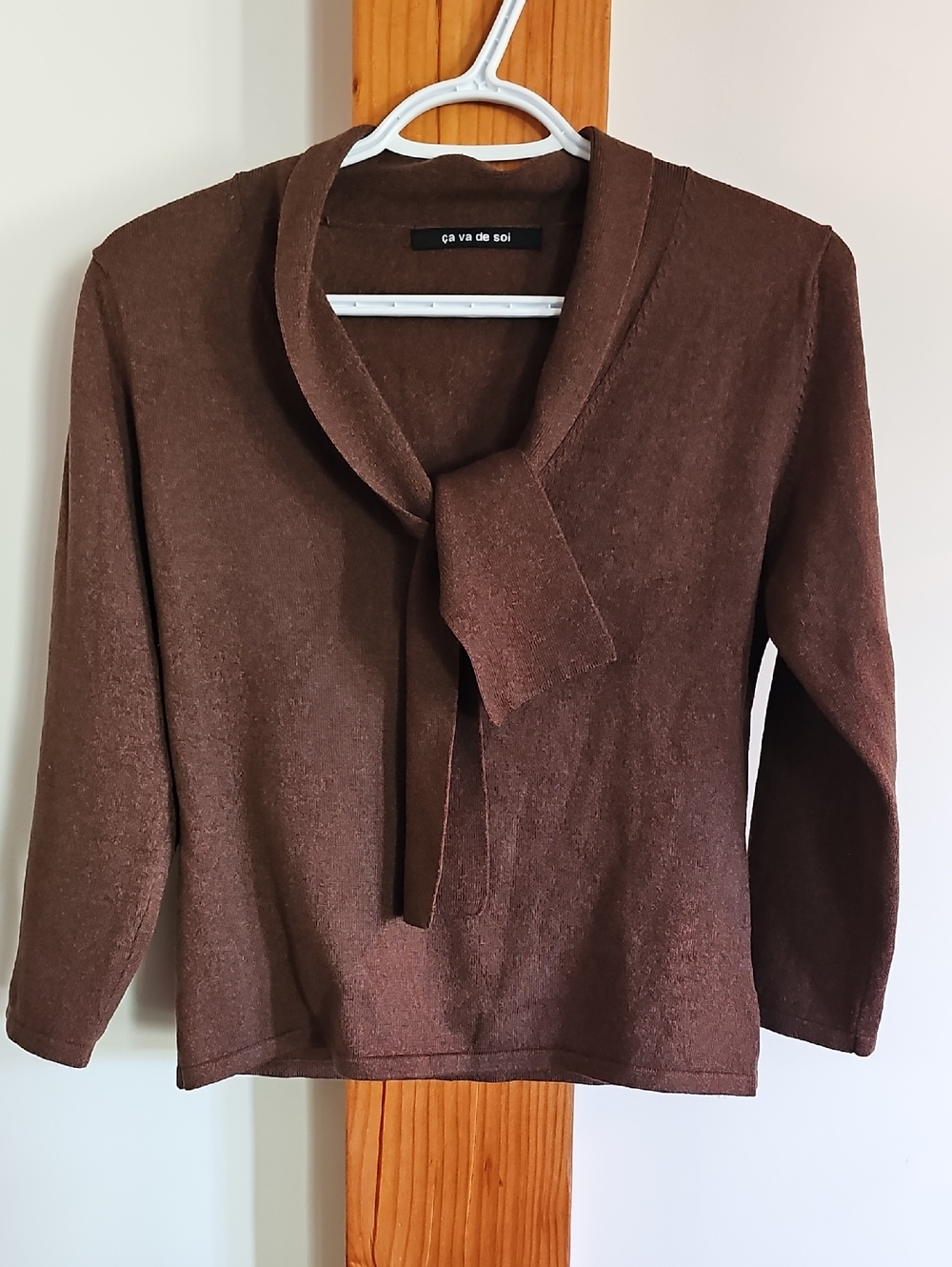 CA VA DE SOI Brown Front Tie Sweater